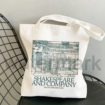 Daunt Kitaplar Tote Çanta Shakespeare ve Şirket Tote Tuval omuzdan askili çanta Estetik alışveriş çantası Çanta Kütüphane Çantası Geri Hediye