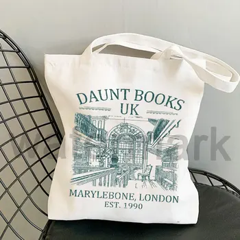Daunt Kitaplar Tote Çanta Shakespeare ve Şirket Tote Tuval omuzdan askili çanta Estetik alışveriş çantası Çanta Kütüphane Çantası Geri Hediye Görüntü 2