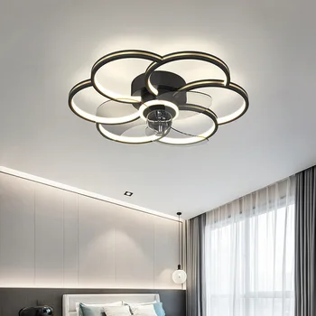 Dekoratif led Tavan lambaları Avize fan yatak odası tavan vantilatörü ile led ışık ve kontrol tavan vantilatörleri aydınlatma armatürü