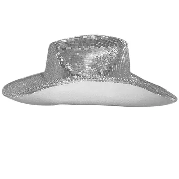Disko Topu kovboy şapkası kovboy şapkası s Güneşte Çarpıcı Görünüyorsun Aynalı Cam Mücevherli kovboy şapkası s Örgü Aksan Bayan güneş şapkası