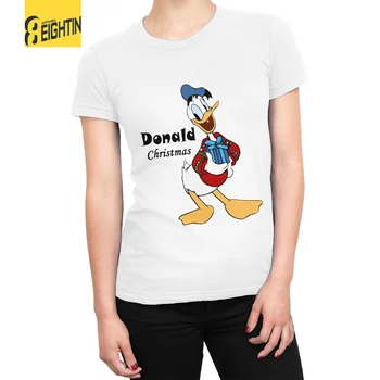 Disney Donald Ördek Komik Noel Kadın T-Shirt T Shirt Kısa Kollu O Boyun Tee Gömlek Tops Saf Pamuk 90s Giyim