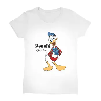Disney Donald Ördek Komik Noel Kadın T-Shirt T Shirt Kısa Kollu O Boyun Tee Gömlek Tops Saf Pamuk 90s Giyim Görüntü 2