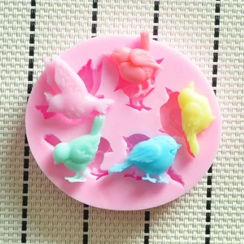 DIY El Yapımı Beş kuş silikon kalıp kek kurabiye Farklı Pozlar Rahat ve Basit Görüntü 2