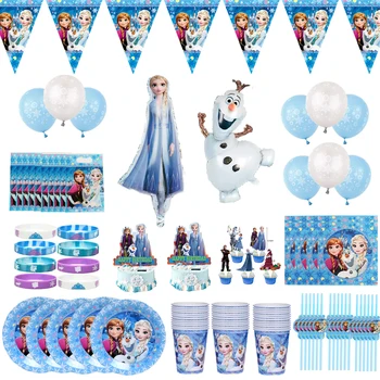 DİSNEY Dondurulmuş Prenses Elsa Tek Kullanımlık Sofra Parti Malzemeleri Kız İyilik Hediyeler Bebek Duş Kız Doğum Günü Partisi Süslemeleri