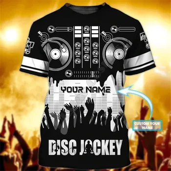 DJ Çalar Müzik Disk Jokey Hediye Müzik Severler için Kişiselleştirilmiş Adı 3D Baskılı T-Shirt Kısa Kollu Tee Erkekler / kadın Streetwear