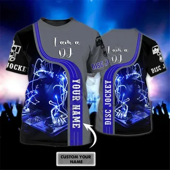 DJ Çalar Müzik Disk Jokey Hediye Müzik Severler için Kişiselleştirilmiş Adı 3D Baskılı T-Shirt Kısa Kollu Tee Erkekler / kadın Streetwear Görüntü 2
