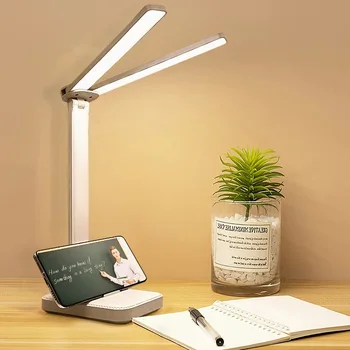 Dokunmatik Kısılabilir Masa Lambası,Katlanabilir Çift başlı LED göz koruma ışığı Şarj Edilebilir masa okuma yatak odası için lamba / Çalışma / Ofis