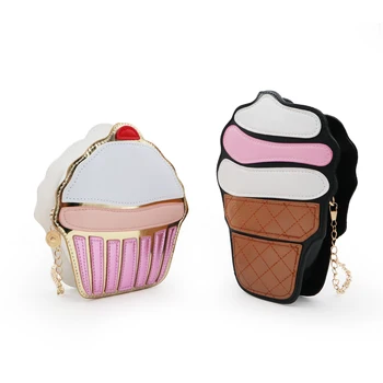 Dondurma Çantaları Kadınlar için 2021 Sevimli Karikatür Kek Mini Çanta PU Deri Küçük Zincir Debriyaj Crossbody Kız omuz askılı çanta Görüntü 2