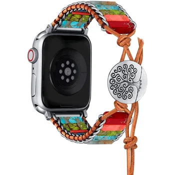 Doğal Taş Bilezik Apple Saat Kayışı için Yeni Moda Renkli Taş saat kayışı ile Uyumlu apple saat bandı Bilekliği
