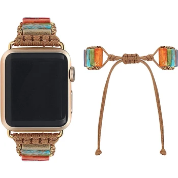 Doğal Taş Bilezik Apple Saat Kayışı için Yeni Moda Renkli Taş saat kayışı ile Uyumlu apple saat bandı Bilekliği Görüntü 2