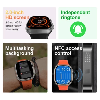 DT8 Ultra akıllı saat Serisi 8 49mm 1: 1 Durumda 2.0 inç HD Ekran Termometre Spor Smartwatch Bluetooth Çağrı Su Geçirmez Görüntü 2