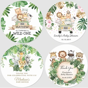Düğün Çıkartmaları Özel Düğün Etiketleri Kişiselleştirilmiş Vaftiz Hayvan Orman Koleksiyonu Doğum Günü Mühür Çıkartmalar Parti Dekor Malzemeleri