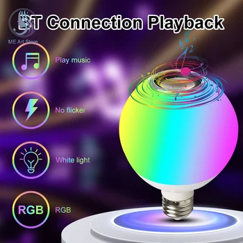 E27 Akıllı RGB Ampul Bluetooth Hoparlörler Lamba Kısılabilir LED Kablosuz müzik ampülleri Açık Renk Değiştirme Uzaktan Kumanda ile Görüntü 2