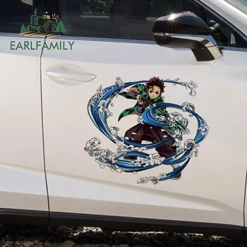EARLFAMILY 43cm x 37.7 cm iblis avcısı Tanjiro Araba Çıkartmaları Anime Vinil Çıkartması Kişilik Güneş Koruyucu SUV Araba Aksesuarları Görüntü 2