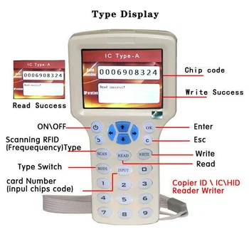 El İngilizce 10 Frekans NFC Akıllı Çip Okuyucu 13.56 Mhz Anahtar Fotokopi 125KHz Jetonu Yazıcı CUID AKIŞKAN Klon IC KİMLİK Teksir Görüntü 2