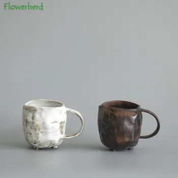 El yapımı Kaba Çömlek Kahve Kupa Japon Yaratıcı çay bardağı Su Bardağı Retro Seramik Kahve Fincanı Anlık Kupalar Kahve Fincanları
