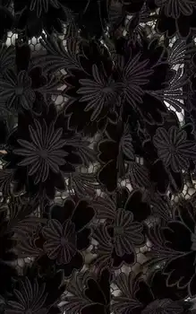 En Kaliteli Suda Çözünür 3D Çiçekler Kumaş / Siyah İşlemeli Afrika Suda çözünür Dantel abiye Parti Moda Görüntü 2