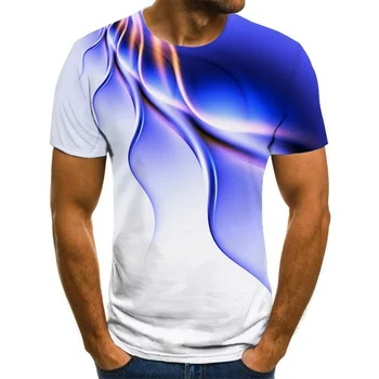Erkek 3D Desen Yaz Nefes kısa kollu tişört Üst Görüntü 2