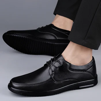 Erkek ayakkabısı lace up Hakiki Deri Lüks Beyaz Ayakkabı Trendi Rahat Rahat oxfords erkek ayakkabısı Tasarım Moccasins erkek ayakkabıları Görüntü 2