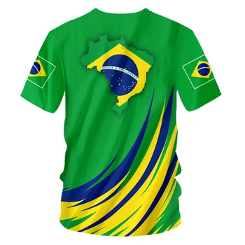 Erkek Brezilya Bayrağı 3D baskılı tişört Dıy Özel Yaz O-boyun Kısa Kollu Tişört Erkek / Kadın Spor Brezilya Harajuku Giyim Tees Görüntü 2
