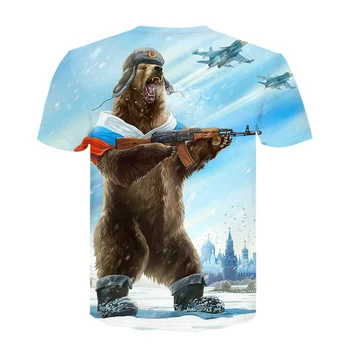 Erkek giyim 2021 Marka Rusya T-shirt Ayı Gömlek Savaş Tshirt Askeri Giyim Tabancası Tees Tops Erkek T-shirt 3D baskı komik Görüntü 2