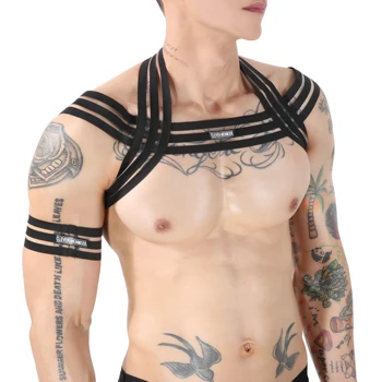 Erkek Omuz Askısı Yeni Stil Esaret Gece Kulübü Parti Hollow Out Lingerie Vücut Kas göğüs askısı Seksi Kostümleri