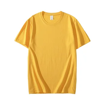 Erkek pamuklu kısa kollu t-shirt gömlek düz renk 2022 Görüntü 2
