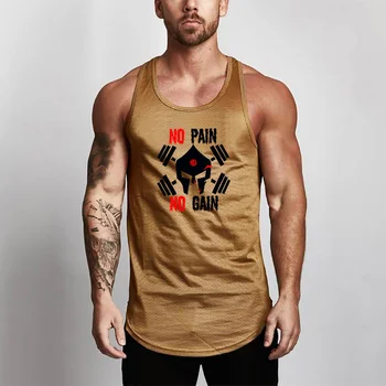 Erkek Vücut Geliştirme Tank Top Spor Salonları Spor Kolsuz Gömlek Hiçbir Ağrı Hiçbir Kazanç Örgü Giyim Moda Atlet Yelek Fanila