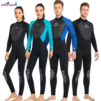 Erkekler 3MM Neopren Wetsuit Tek parça Sıcak Kadınlar Tam vücut Wetsuit Sörf Mayo Su Sporları Tüplü Dalış Dalış Wetsuits