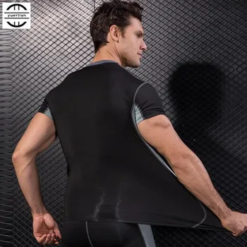 Erkekler Pro Sıkıştırma 3D Kesim dar tişört, Serin Yüksek Elastik Çabuk kuruyan Esneklik Spor Spor Kısa Kollu Gömlek Şekillendirme