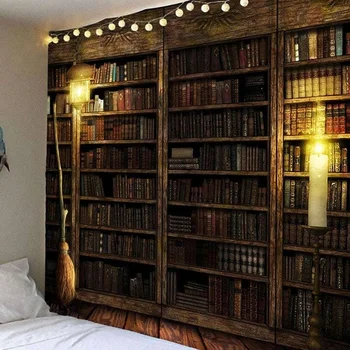 Ev Dekor Sihirli Vintage Kitaplık Goblen Goblen Yatak Örtüsü ev duvar dekoru Bohemian Büyücülük yatak odası dekoru 230x180cm