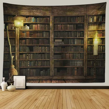 Ev Dekor Sihirli Vintage Kitaplık Goblen Goblen Yatak Örtüsü ev duvar dekoru Bohemian Büyücülük yatak odası dekoru 230x180cm Görüntü 2