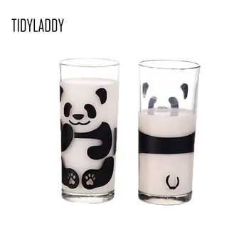 Ev Günlük Kullanım Fincan Sevimli Panda Cam Süt Kupa Yaratıcı Kurşunsuz Ofis su bardağı Çift Calix Kahvaltı кружки Kapaksız