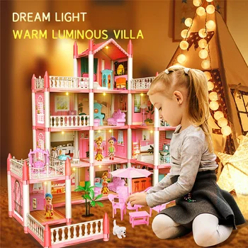 Ev Oyuncak Dollhouse Dıy Villa Sıralama Ev Evler Sürpriz Dollhouse Mobilya Takımı Hayvan Aile oyuncak seti Çocuk Hediye Görüntü 2