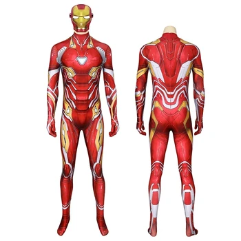 Film Yetişkin Süper Kahramanlar Demir Kahraman Tony Stark Tulum Cosplay Kostüm Cadılar Bayramı Masquerade Baskı Bodysuit