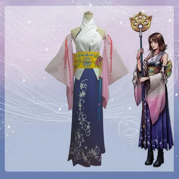 Final Fantasy X Yuna Cosplay Kostüm Sahne Fantezi parti elbisesi Cadılar Bayramı Kostümleri Kadınlar için Yetişkin Kostüm Custom Made Herhangi Bir Boyut
