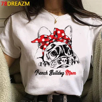 Fransız Bulldog t-shirt kadın komik tshirt kadın y2k anime harajuku giyim