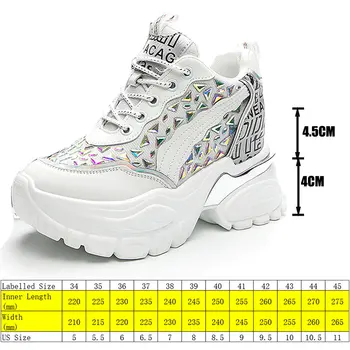 Fujin 8.5 cm hava mesh Hakiki Deri yaz Platformu Kama Platformu delikli sneaker Tıknaz Kadın Taklidi vulkanize Ayakkabı Görüntü 2