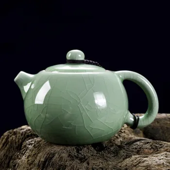 Ge fırın Çay Bardağı Buzlu Çay Tencere Seti Yeşil Ru Fırın Sır Çin kung-fu Seramik Çay Bardağı Xi Shi Pot Kırık Set  Görüntü 2