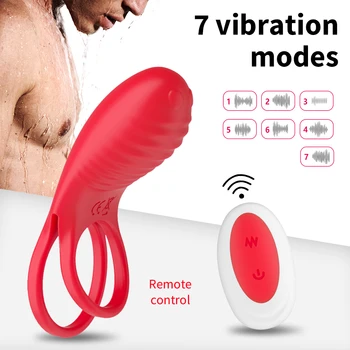Gecikme Boşalma Çiftler G-Spot Vibratör Çift Horoz Halka 7 Frekans Kablosuz Uzaktan Kumanda Çift Halka Seks Oyuncakları erkekler için 18+ Görüntü 2