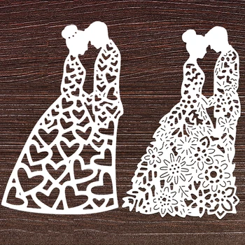 Gelin ve Damat Metal Kesme Ölür Çift Düğün Die Keser DIY Scrapbooking Fotoğraf Albümü Dekoratif Kabartma Kağıt Kartları