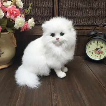 Gerçekçi peluş oyuncak Simülasyon Kedi Bebek Beyaz Farsça Kediler Gerçekçi Yavru Modeli Doğum Günü Yeni Yıl Hediye Ev Dekor Süsleme