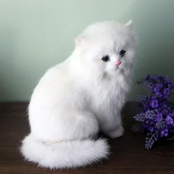 Gerçekçi peluş oyuncak Simülasyon Kedi Bebek Beyaz Farsça Kediler Gerçekçi Yavru Modeli Doğum Günü Yeni Yıl Hediye Ev Dekor Süsleme Görüntü 2