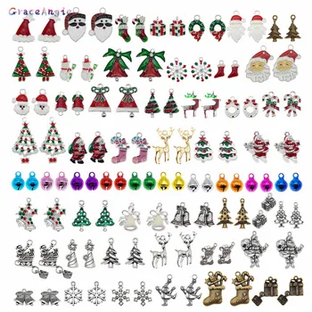 GraceAngie 30 adet Karışık Metal Emaye Charms Noel Kolye Süsler Boncuk Bilezik Küpe Takı Yapımı Noel Ağacı Aralık