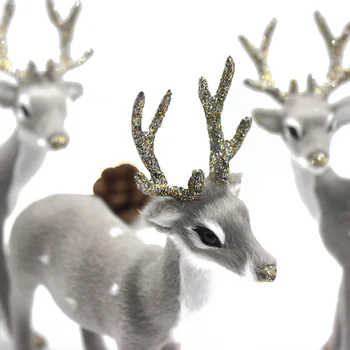 Gri Noel Geyik Noel Elk Simülasyon Peluş Ren Geyiği Ev Noel Dekorasyon Çocuklar İçin Hediye Navidad Yeni Yıl Süsler Sahne