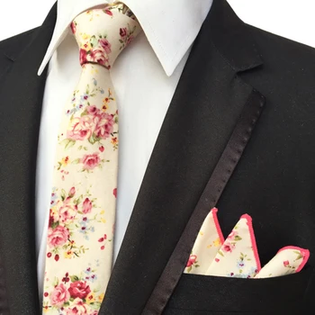 GUSLESON Moda Yeni 6cm Çiçek Erkek Bağları Seti Paisley Pamuk Jakarlı Dokuma Boyun Kravat Takım Elbise Düğün Parti takım elbise Düğün Görüntü 2