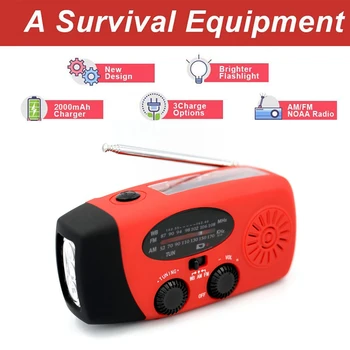 Güneş el radyosu Alıcısı Mini Taşınabilir AM / FM Hava Krank Radyo İle Çok Fonksiyonlu El Feneri acil durum güç Kaynağı / Banka