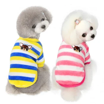 Güzel Köpek Giysileri Kış Sıcak Şerit Kazak Yavru Kedi Küçük Orta Köpekler Yavru Yorkshire Kıyafet Pet Giyim Malzemeleri