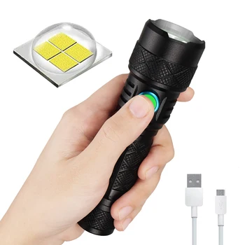 Güçlü güçlü el feneri alüminyum alaşımlı fener ışık Mini taşınabilir kamp flaş ışığı USB şarj edilebilir balıkçılık sırt çantası için