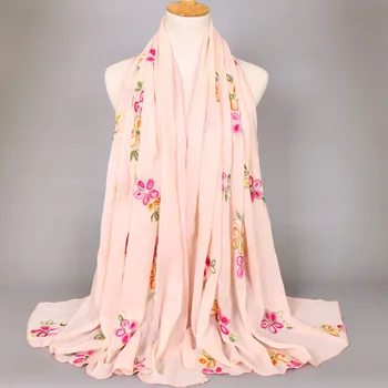 H1176 yeni stil pamuk çiçek nakış müslüman uzun eşarp, popüler eşarp şal, hızlı teslimat, renk seçebilirsiniz